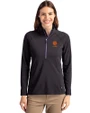 Clemson Tigers Alumni Cutter & Buck Adapt Eco Knit Stretch Recycled Womens Half Zip Pullover Black/College Purple Front