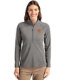Clemson Tigers Alumni Cutter & Buck Adapt Eco Knit Stretch Recycled Womens Half Zip Pullover Elemental Grey Front