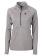 Penn State Nittany Lions Alumni Cutter & Buck Adapt Eco Knit Stretch Recycled Womens Half Zip Pullover Polished Medium Gray Mannequin