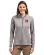 Nebraska Cornhuskers Alumni Cutter & Buck Adapt Eco Knit Stretch Recycled Womens Half Zip Pullover Polished Medium Gray Front