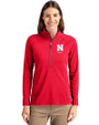 Nebraska Cornhuskers Alumni Cutter & Buck Adapt Eco Knit Stretch Recycled Womens Half Zip Pullover Red Front