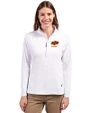 Oklahoma State Cowboys Alumni Cutter & Buck Adapt Eco Knit Stretch Recycled Womens Half Zip Pullover White Front