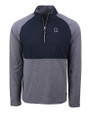 Penn State Nittany Lions Alumni Cutter & Buck Adapt Eco Knit Hybrid Recycled Mens Quarter Zip Navy Blue Heather/Navy Blue Mannequin
