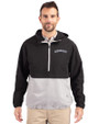 Colorado Rockies Cooperstown Cutter & Buck Charter Eco Recycled Mens Anorak Jacket Black/Polished Front