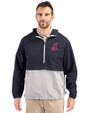 Cleveland Indians Cooperstown Cutter & Buck Charter Eco Recycled Mens Anorak Jacket Navy Blue/Polished Front
