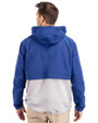Texas Rangers Cooperstown Cutter & Buck Charter Eco Recycled Mens Anorak Jacket Tour Blue/Polished Back