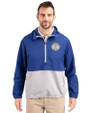 Milwaukee Brewers Cooperstown Cutter & Buck Charter Eco Recycled Mens Anorak Jacket Tour Blue/Polished Front