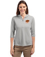 Oklahoma State Cowboys Alumni Cutter & Buck Virtue Eco Pique Recycled Half Zip Pullover Womens Hoodie Polished Medium Gray Front