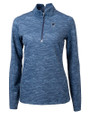 Penn State Nittany Lions Alumni Cutter & Buck Traverse Stretch Eco Camo Print Quarter Zip Womens Pullover Navy Blue Mannequin