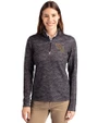 Florida State Seminoles Alumni Cutter & Buck Traverse Stretch Eco Camo Print Quarter Zip Womens Pullover Black Front