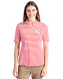 Nebraska Cornhuskers Cutter & Buck Virtue Eco Pique Stripe Recycled Womens Top Red Front
