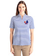 Montreal Expos Cooperstown Cutter & Buck Virtue Eco Pique Stripe Recycled Womens Top Tour Blue Front