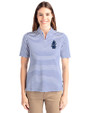 Chicago Cubs Cooperstown Cutter & Buck Virtue Eco Pique Stripe Recycled Womens Top Tour Blue Front