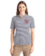 Washington Nationals Cooperstown Cutter & Buck Virtue Eco Pique Stripe Recycled Womens Top Navy Blue Front