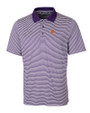 Clemson Tigers Alumni Cutter & Buck Forge Tonal Stripe Stretch Mens Polo College Purple Mannequin