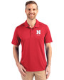 Nebraska Cornhuskers Alumni Cutter & Buck Prospect Eco Textured Stretch Recycled Mens Short Sleeve Polo Red Front