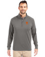 Clemson Tigers Alumni Cutter & Buck Adapt Eco Knit Stretch Recycled Mens Quarter Zip Pullover Elemental Grey Front