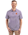 Clemson Tigers Alumni Cutter & Buck Virtue Eco Pique Stripe Recycled Mens Polo College Purple Front
