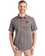 Nebraska Cornhuskers Alumni Cutter & Buck Virtue Eco Pique Stripe Recycled Mens Polo Black Front