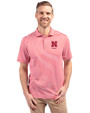 Nebraska Cornhuskers Alumni Cutter & Buck Virtue Eco Pique Stripe Recycled Mens Polo Red Front
