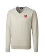 Nebraska Cornhuskers Alumni Cutter & Buck Lakemont Tri-Blend Mens V-Neck Pullover Sweater Oatmeal Heather Mannequin