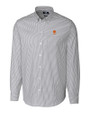 Clemson Tigers Alumni Cutter & Buck Stretch Oxford Stripe Mens Long Sleeve Dress Shirt Charcoal Mannequin