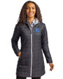 Kentucky Wildcats Alumni Cutter & Buck Rainier PrimaLoft®  Womens Eco Insulated Hooded Long Coat Black Front