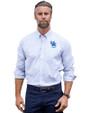 Kentucky Wildcats Alumni Cutter & Buck Stretch Oxford Stripe Mens Long Sleeve Dress Shirt French Blue Front