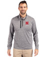 Nebraska Cornhuskers Alumni Cutter & Buck Stealth Heathered Mens Quarter Zip Elemental Grey Front