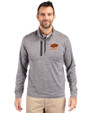 Oklahoma State Cowboys Alumni Cutter & Buck Stealth Heathered Quarter Zip Mens Pullover Elemental Grey Front