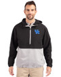 Kentucky Wildcats Cutter & Buck Charter Recycled Packable Mens Half Zip Anorak Jacket Black/Polished Front