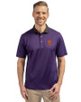 Clemson Tigers Alumni Cutter & Buck Virtue Eco Pique Micro Stripe Recycled Mens Polo College Purple/Black Front