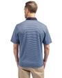 North Carolina Tar Heels Alumni Cutter & Buck Virtue Recycled Micro Stripe Featherlight Pique Mens Polo Atlas/Navy Blue Back