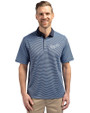 Kansas City Royals Cooperstown Cutter & Buck Virtue Eco Pique Micro Stripe Recycled Mens Polo Atlas/Navy Blue Front