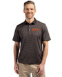 Pittsburgh Pirates Cooperstown Cutter & Buck Virtue Recycled Micro Stripe Featherlight Pique Mens Polo Black/Elemental Grey Front