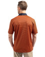 San Diego Padres Cooperstown Cutter & Buck Virtue Eco Pique Micro Stripe Recycled Mens Polo College Orange/Navy Blue Back