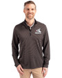Chicago White Sox Cooperstown Cutter & Buck Virtue Eco Pique Micro Stripe Recycled Mens Quarter Zip Black/Elemental Grey Front