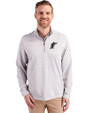 Miami Marlins Cooperstown Cutter & Buck Virtue Eco Pique Micro Stripe Recycled Mens Quarter Zip Polished/White Front