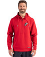Cincinnati Reds Cooperstown Cutter & Buck Roam Epic Versatility Half Zip Recycled Mens Hooded Pullover Red Front