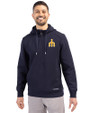 Seattle Mariners Cooperstown Cutter & Buck Roam Epic Versatility Half Zip Recycled Mens Hooded Pullover Navy Blue Front