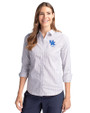 Kentucky Wildcats Alumni Cutter & Buck Stretch Oxford Stripe Womens Long Sleeve Dress Shirt French Blue Front