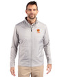 Clemson Tigers Alumni Cutter & Buck Stealth Hybrid Quilted Mens Big and Tall Full Zip Windbreaker Jacket Polished Medium Gray Front