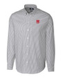 Nebraska Cornhuskers Alumni Cutter & Buck Stretch Oxford Stripe Mens Big and Tall Long Sleeve Dress Shirt Charcoal Mannequin