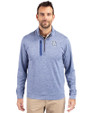 Kentucky Wildcats Alumni Cutter & Buck Stealth Heathered Mens Big and Tall  Quarter Zip Pullover Tour Blue Front