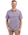 LSU Tigers Alumni Cutter & Buck Virtue Eco Pique Stripe Recycled Mens Big and Tall Polo College Purple Front