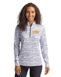 LSU Tigers Alumni Cutter & Buck Traverse Stretch Eco Camo Print Quarter Zip Womens Pullover Charcoal Front