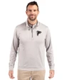 Atlanta Falcons Cutter & Buck Stealth Heathered Mens Quarter Zip Polished Medium Gray Front
