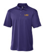 LSU Tigers Alumni Cutter & Buck CB Drytec Genre Textured Solid Mens Big and Tall Polo College Purple Mannequin