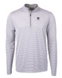 Penn State Nittany Lions Alumni Cutter & Buck Virtue Eco Pique Micro Stripe Recycled Mens Big & Tall Quarter Zip Polished/White Mannequin