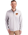 Oklahoma State Cowboys Alumni Cutter & Buck Virtue Eco Pique Micro Stripe Recycled Mens Big & Tall Quarter Zip Polished/White Front